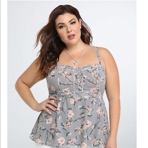 Torrid FLORAL CHIFFON BABYDOLL CAMI TOP